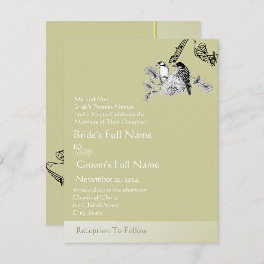 格安結婚式招待状はがき インビテーションポストカード (正面/裏面)