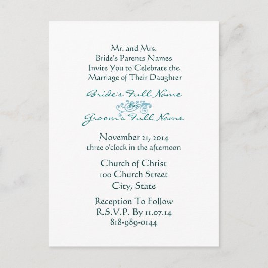 格安結婚式招待状はがき インビテーションポストカード (正面)