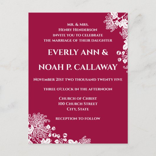 格安結婚式招待状はがき インビテーションポストカード (正面)