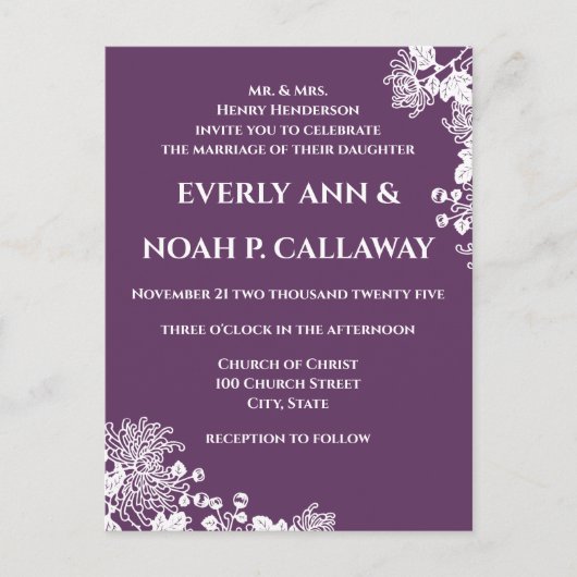 格安結婚式招待状はがき インビテーションポストカード (正面)