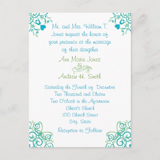 格安結婚式招待状はがき インビテーションポストカード (正面)