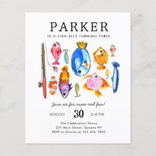 格安魚釣りロッドリールおもしろい魚魚釣り誕生日 チラシ