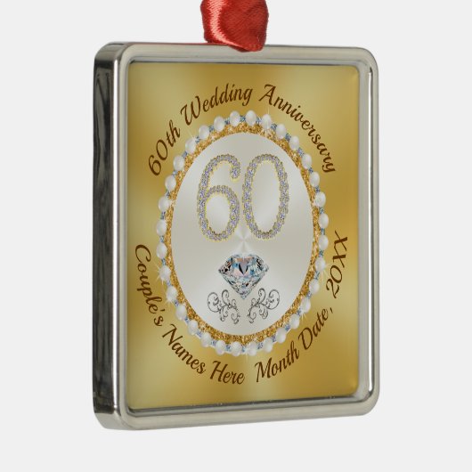 格安60周年結婚パーティーがKeychを応援 メタルオーナメント (右)