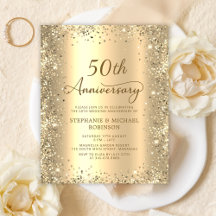 格安 ゴールド 50周年 結婚記念日 招待状
