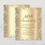 格安 ゴールド 60周年 結婚記念日 招待状 (正面/裏面)