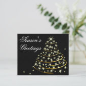 格安 ブラックゴールド クリスマスツリー クリスマスカード (スタンド正面)