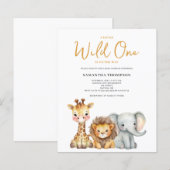 格安 Wild One サファリ ベビーシャワー招待状 (正面/裏面)