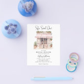 格安SheはOui Parisテーマカフェブライダルシャワー チラシ (シングル)