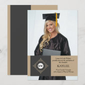 格式のある初期写真卒業発表 案内状 (正面/裏面)