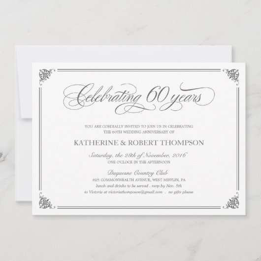 格式ばった60周年招待状 招待状 (正面)