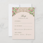格式高い扉のエレガントなフェイク箔押し結婚式RSVP 出欠カード (正面)