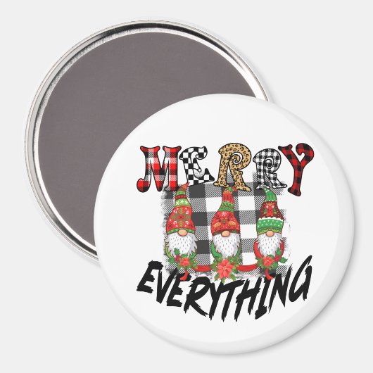 格言おもしろいすべてメリー白黒プレイド マグネット (正面/裏面)