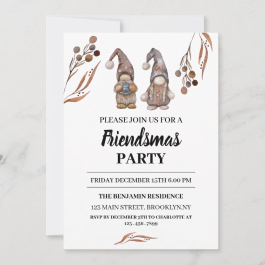格言おもしろいフレンドスマスクリスマスパーティー 招待状 (正面)