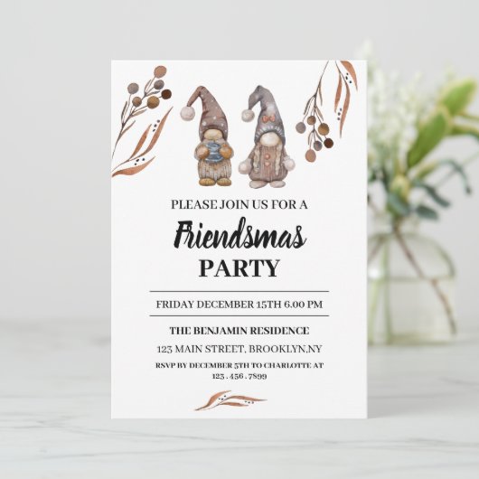 格言おもしろいフレンドスマスクリスマスパーティー 招待状 (スタンド正面)
