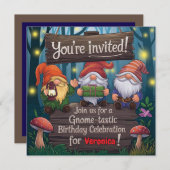 格言お洒落誕生日、かわいい森をテーマにしたパーティー 招待状 (正面/裏面)