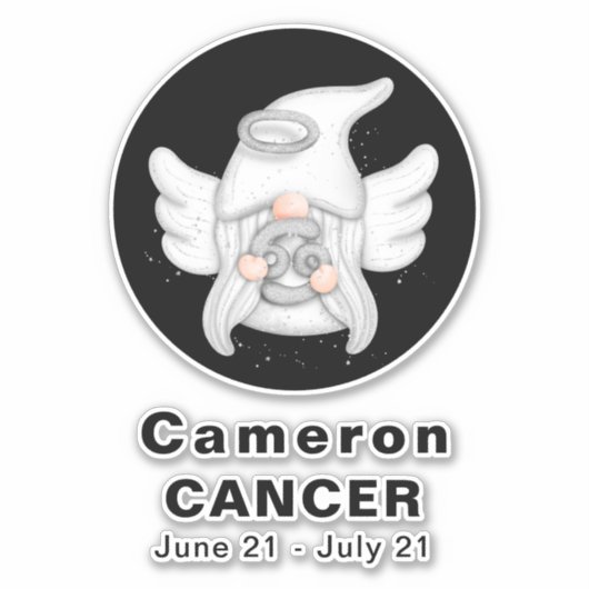 格言がん星占いサインエンジェル8"ビニールステッカー シール (正面)