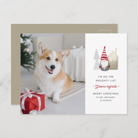 格言が後悔かわいいペットフォトクリスマス シーズンポストカード (正面/裏面)