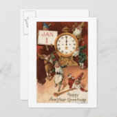 格言が時計のまわりにを組む インビテーションポストカード (正面/裏面)