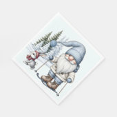 格言でバニーを雪片に乗せたスキー スタンダードランチョンナプキン (角)