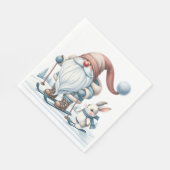 格言でバニーを雪片に乗せたスキー スタンダードランチョンナプキン (角)