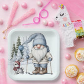 格言でバニーを雪片に乗せたスキー ペーパープレート (パーティー)