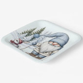 格言でバニーを雪片に乗せたスキー ペーパープレート (傾斜あり)