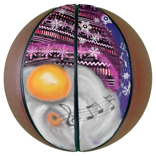 格言で紫色の帽子でクリスマスの歌を歌う – おもしろい バスケットボール (縦)