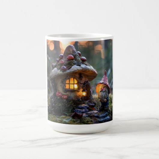 格言とキノコの家、ファンタジーデザイン コーヒーマグカップ (中央)