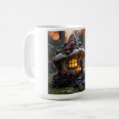 格言とキノコの家、ファンタジーデザイン コーヒーマグカップ (正面左)