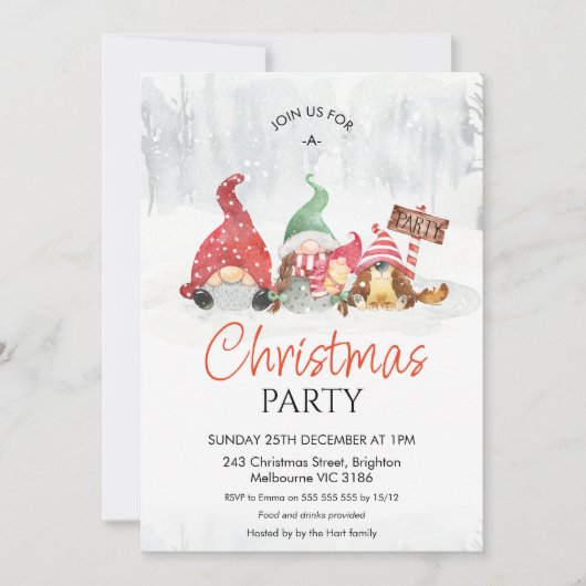 格言とベビーと犬の家族のクリスマスパーティー 招待状 (正面)