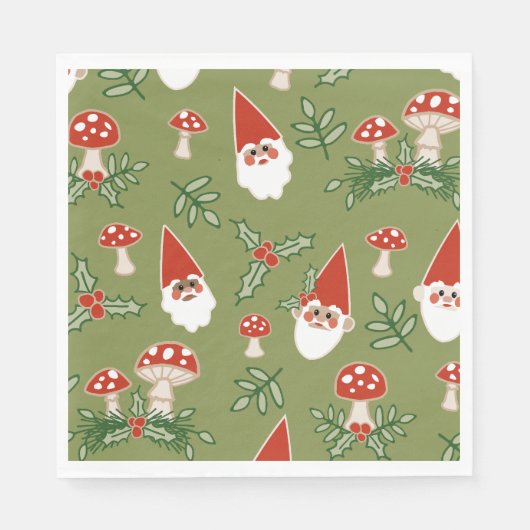 格言とマッシュルームオングリーンウッドランドホリデイ スタンダードランチョンナプキン (正面)