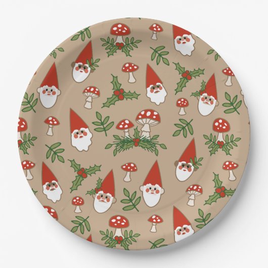格言とマッシュルームオンタンウッドランドホリデー ペーパープレート (正面)