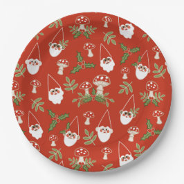 格言とマッシュルームオンレッドウッドランドホリデー ペーパープレート