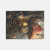 格言とマッシュルームハウスデザイン フリースブランケット (正面(横))