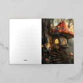 格言とマッシュルームハウスデザイン 箔グリーティングカード (外側レイダウン)