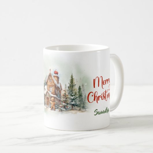 格言と快適なクリスマスウィンターフォレスト コーヒーマグカップ (正面右)