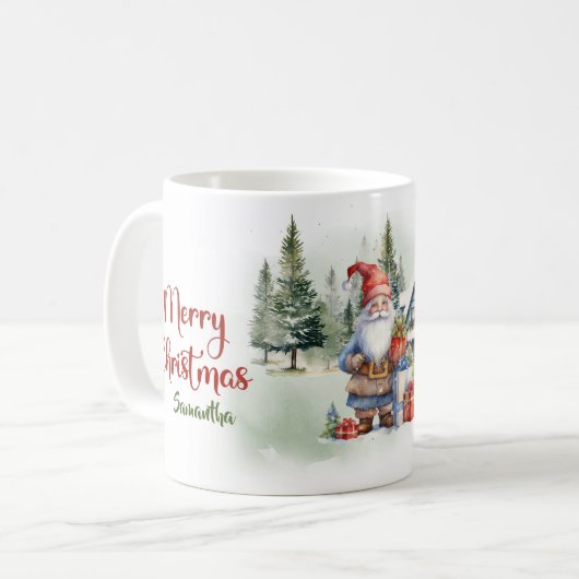 格言と快適なクリスマスウィンターフォレスト コーヒーマグカップ (正面左)