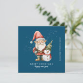 格言と雪だるまメリークリスマスビジネスフラット シーズンカード (スタンド正面)
