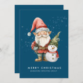 格言と雪だるまメリークリスマスフラ企業のット シーズンカード (正面/裏面)