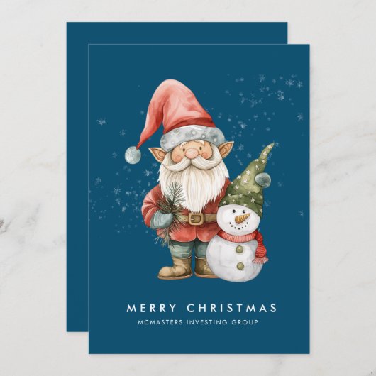 格言と雪だるまメリークリスマスフラ企業のット シーズンカード (正面/裏面)