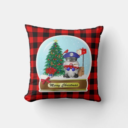格言と雪だるまメールキャリア雪の球体 クッション (正面)