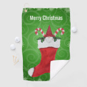 格言のクリスマスストッキング雪の渦巻き ゴルフタオル (インサイチュ)