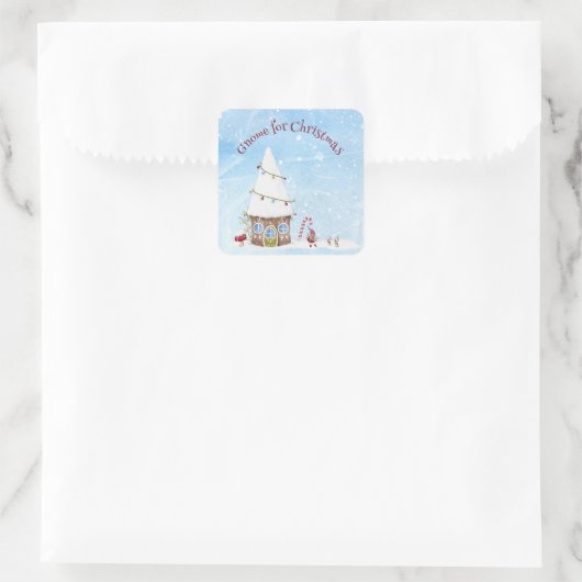 格言のクリスマススノーフォールオン格言ホーム スクエアシール (バッグ)