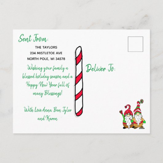 格言のクリスマス、ソーシャルディスタンクホリデー シーズンポストカード (裏面)