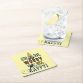 格言の心配は幸せ！ スクエアペーパーコースター (インサイチュ)