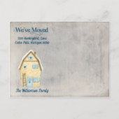 格言の新しい家の引っ越しましたの新しい住所Hygge 案内ポストカード (裏面)