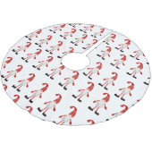 格言の赤い白い灰色の漫画のクリスマスパターン ブラッシュドポリエステルツリースカート (アングル)