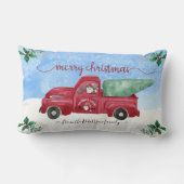 格言の雪の木のファーム赤トラック水の色 ランバークッション (裏面)