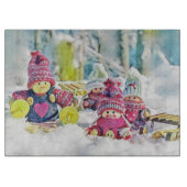 格言の雪の水色の絵を描ヴィンテージ カッティングボード (正面)