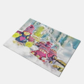 格言の雪の水色の絵を描ヴィンテージ ドアマット (アングル)